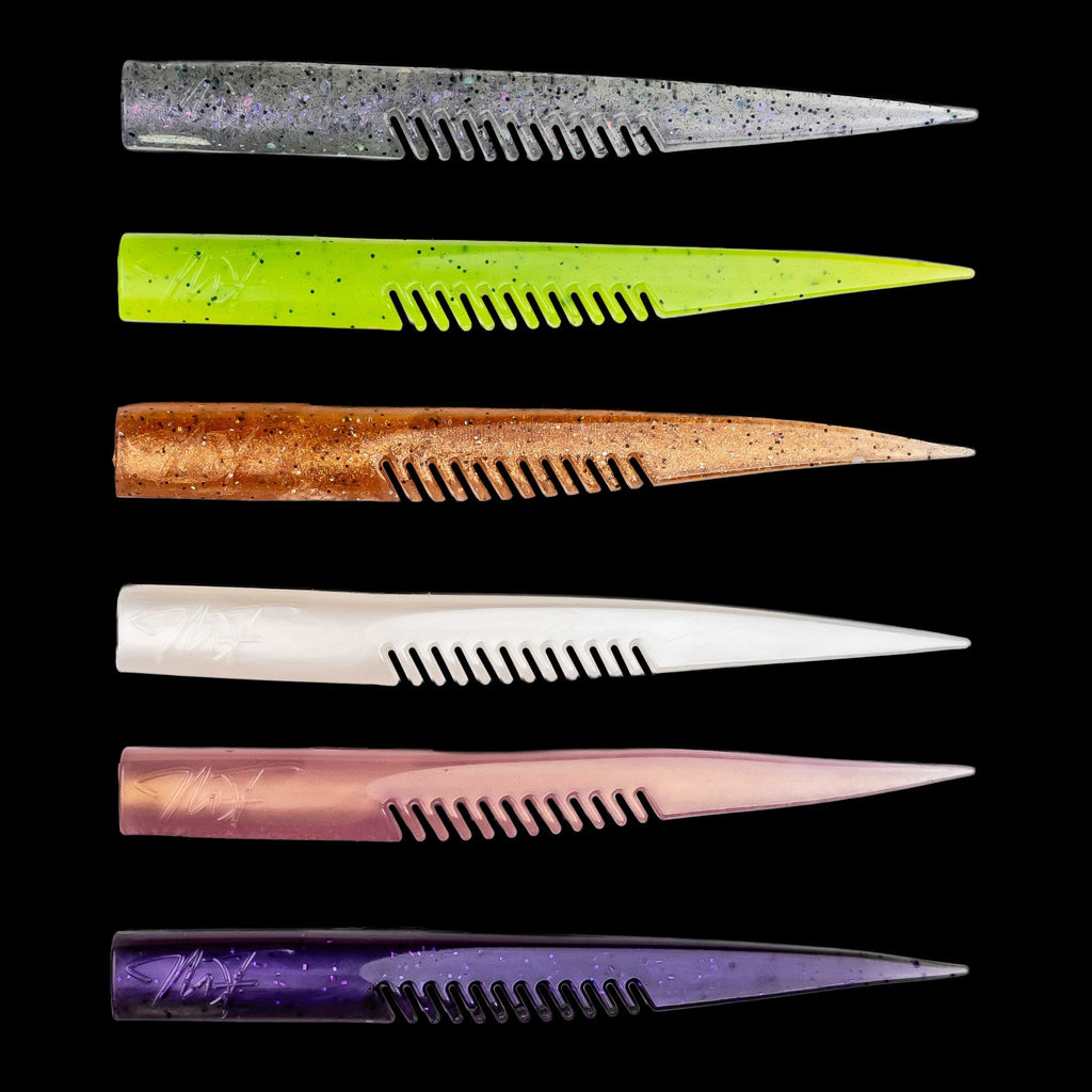 Assorted fishing lures with different colors  on a black background